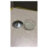 Cut Glass Candy Dish with Chrome Lid