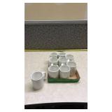 Set of 9 White Restaurant Coffee Mugs