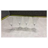 Etched Floral Crystal Wine Glasses Set of 4