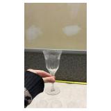 Etched Floral Crystal Wine Glasses Set of 4