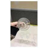 Etched Floral Crystal Wine Glasses Set of 4