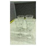 Etched Crystal Wine Glasses Set of 4