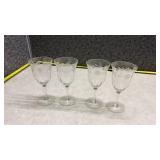 Etched Crystal Wine Glasses Set of 4