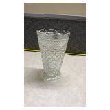 Cut Crystal Flower Vase with Diamond Pattern