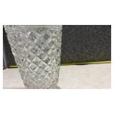 Cut Crystal Flower Vase with Diamond Pattern