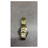 Gold Tone Watch with Blue Roman Numeral Dial