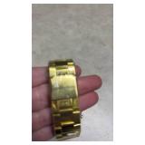 Gold Tone Watch with Blue Roman Numeral Dial