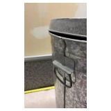 Galvanized Metal Trash Can with Side Handles