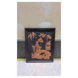 Copper Floral Wall Art in Dark Wood Frame