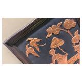 Copper Floral Wall Art in Dark Wood Frame