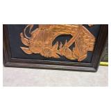 Copper Floral Wall Art in Dark Wood Frame