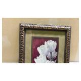 White Tulips Art Print in Ornate Frame