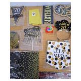 70th Birthday Party Kit Black & Gold Party Pack for 12