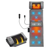 Foldable Full Body Massage Mat | Shiatsu Neck and Back Massager with Lumbar Traction and Heating Pillow-Equipped for Head, Neck, Back, Waist & Legs MISSING POWER ADAPTER,  NEEDS 12V 2A POWER ADAPTER, 