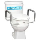 Carex 3.5 Inch Raised Toilet Seat with Arms, Elongated Toilet Seat Riser, Up to 250 lbs Capacity, Elevating & Raising Seat for Elderly & Handicap, Universal, Slip-Resistant with Padded Handles, White