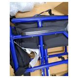 Medline Ultra Lightweight Transport Wheelchair for Adults, Foldable, 19-Inch Seat Width, Blue Frame, Black Upholstery - Retail: $131