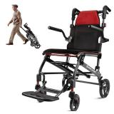 Whlicks Wheelchairs for Adults Transport Chair Lightweight Foldable with Telescopic Handle - Retail: $269