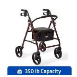 Medline Rolling Walker, Folding Rollator with Seat and 6-In Wheels, Burgundy, 350 lb Weight Capacity, Steel - Retail: $93