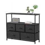 HJ Dresser TV Stand, Entertainment Center with Fabric Drawers, Media Console Table with Open Shelves for TV - Retail: $50
