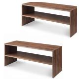 Whitmor Wood Stackable 2-Shelf Shoe Rack, Walnut, 31 inches - 2 Pack - Retail: $59