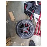 Medline Lightweight Foldable Transport Wheelchair with Handbrakes and 12-Inch Wheels  Red Frame  Black Upholstery - Retail: $129