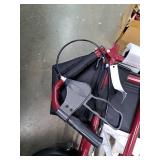Medline Lightweight Foldable Transport Wheelchair with Handbrakes and 12-Inch Wheels  Red Frame  Black Upholstery - Retail: $129