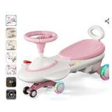 Kids Electric Ride On Car 12V - Electric Wiggle Car with Rechargeable Battery, LED Lights & Music,Anti-Rollover for Boys Girls Ages 3-8, Indoor/Outdoor Toy Vehicle up to 150 lbs (See Details)  - Retai