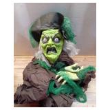 Haunted Hill Farm 6 ft Animatronic Talking Forest Witch with Movement and Lights for Scary Halloween Decoration, HHWITCH-44FLSA - Retail: $82