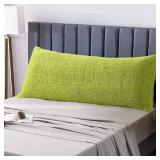 Reafort Ultra Soft Sherpa Body Pillow Cover/Case with Zipper Closure 21\"x54\" (21\"x54\" Body Pillow Cover, Lime)