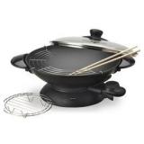 Aroma Aew-306 5 Quart Electric Wok (damage to one handle) missing lid