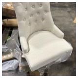 COLAMY Dining Chairs Set of 2 with Tufted Button, Upholstered Dining Room Chair with Wood Legs, Wingback Kitchen Chairs for Dining Room/Restaurant/Cafe, Beige - Retail: $0