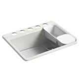 Kohler K-8668-5Ua2 Riverby 27  Undermount Single Basin Cast Iron Kitchen Sink - Sea Salt - Retail: $1,668