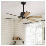 Hunter 52 inch Gilrock Matte Black Ceiling Fan and Pull Chain - Retail: $200