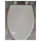 Bemis 1200E4346 Elongated Plastic Toilet Seat with STA-TITE Easy-Clean & Change Whisper-Close Precision Seat Fit Adjustable Hinge & Super Grip Bumper in Biscuit - Retail: $104