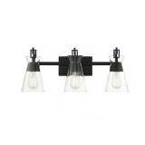 Savoy House 8-1830-3-BK Lakewood 3 Light Bathroom Vanity Light in Matte Black (24  W x 9.5 H) - Retail: $328