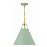 Set of 2 - Crystorama Xavier 3 Light Vibrant Gold and Green Pendant - 16 W x 16.5 H x 16 D - Retail: $318