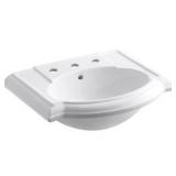 Kohler K-2287-8 Devonshire 24  Pedestal Bathroom Sink - White - Retail: $448