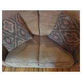 Southwestern Style Loveseat and Chair with Decorative Throw Pillows