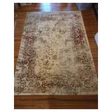London Contemporary Floral Area Rug in Cream and Burgundy