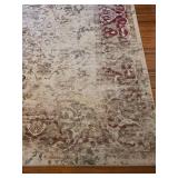 London Contemporary Floral Area Rug in Cream and Burgundy