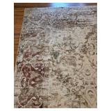 London Contemporary Floral Area Rug in Cream and Burgundy