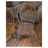 (2) Traditional Solid Oak Windsor Dining Chairs