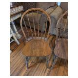 (2) Traditional Solid Oak Windsor Dining Chairs