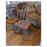 (2) Traditional Solid Oak Windsor Dining Chairs