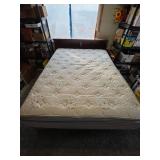 Queen Size Pillow Top Mattress (Clean!), Boxspring, Headboard, and Frame - Located Upstairs - Bring Tools to Disassemble - NOT required to take frame or headboard