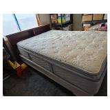 Queen Size Pillow Top Mattress (Clean!), Boxspring, Headboard, and Frame - Located Upstairs - Bring Tools to Disassemble - NOT required to take frame or headboard