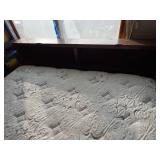 Queen Size Pillow Top Mattress (Clean!), Boxspring, Headboard, and Frame - Located Upstairs - Bring Tools to Disassemble - NOT required to take frame or headboard