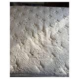 Queen Size Pillow Top Mattress (Clean!), Boxspring, Headboard, and Frame - Located Upstairs - Bring Tools to Disassemble - NOT required to take frame or headboard