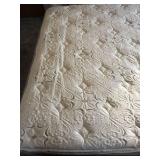 Queen Size Pillow Top Mattress (Clean!), Boxspring, Headboard, and Frame - Located Upstairs - Bring Tools to Disassemble - NOT required to take frame or headboard