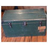 Green Painted Wooden Storage Chest